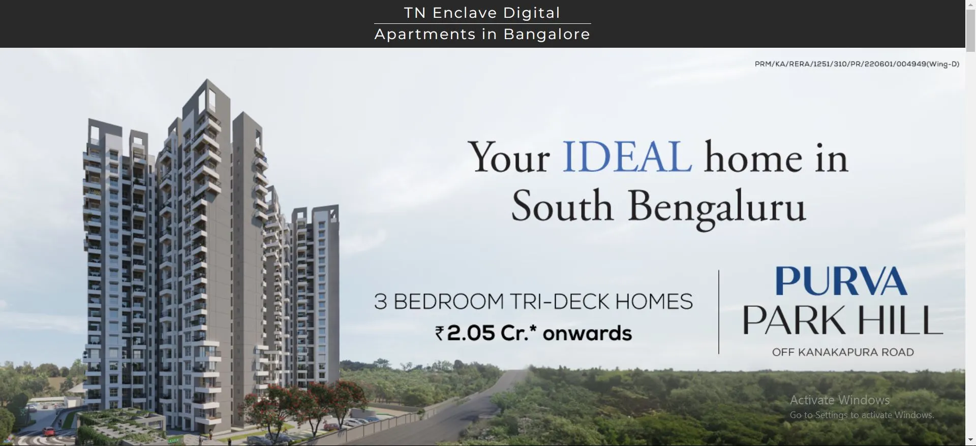 TN Enclave Digital apartments in Bangalore website developed by Webinfonix bangalore