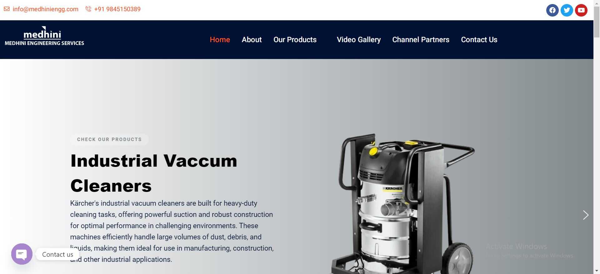 Medhini Engineering Services Bangalore website developed by yaseen pasha software engineer bangalore