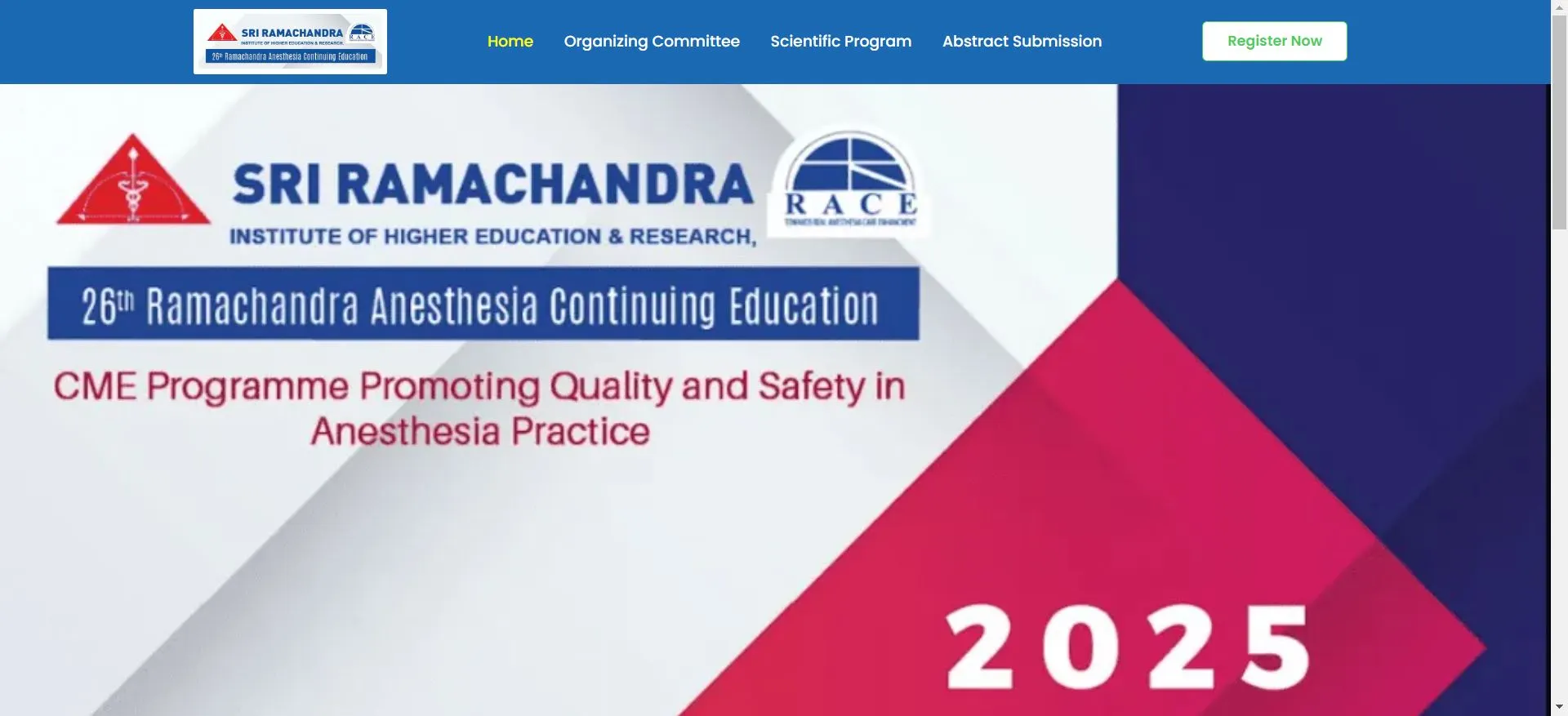 Ramachandra Anesthesia Continuing Education 2025 website developed by webinfonix bangalore