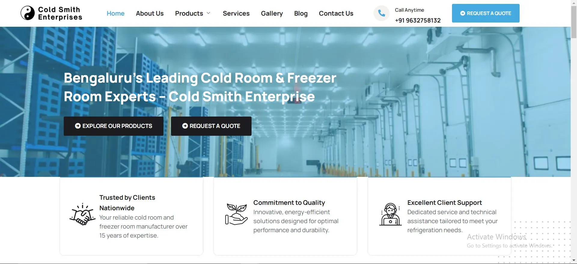 Cold Smith Enterprise - Cold Room and Freezer Room Experts in Bangalore Website developed by Yaseen Pasha Software Engineer Bangalore