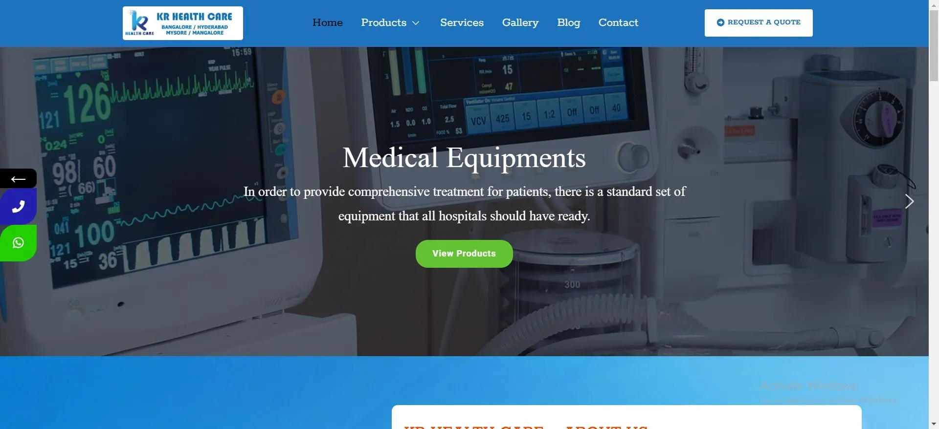 KR Health Care Medical Equipments in bangalore Website Develope By Webinfonix Bangalore