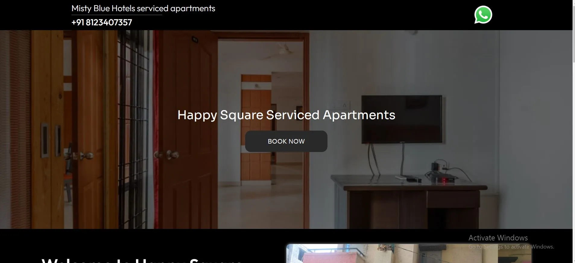 Happy Square Serviced Apartments Website Developed by Webinfonix Bangalore