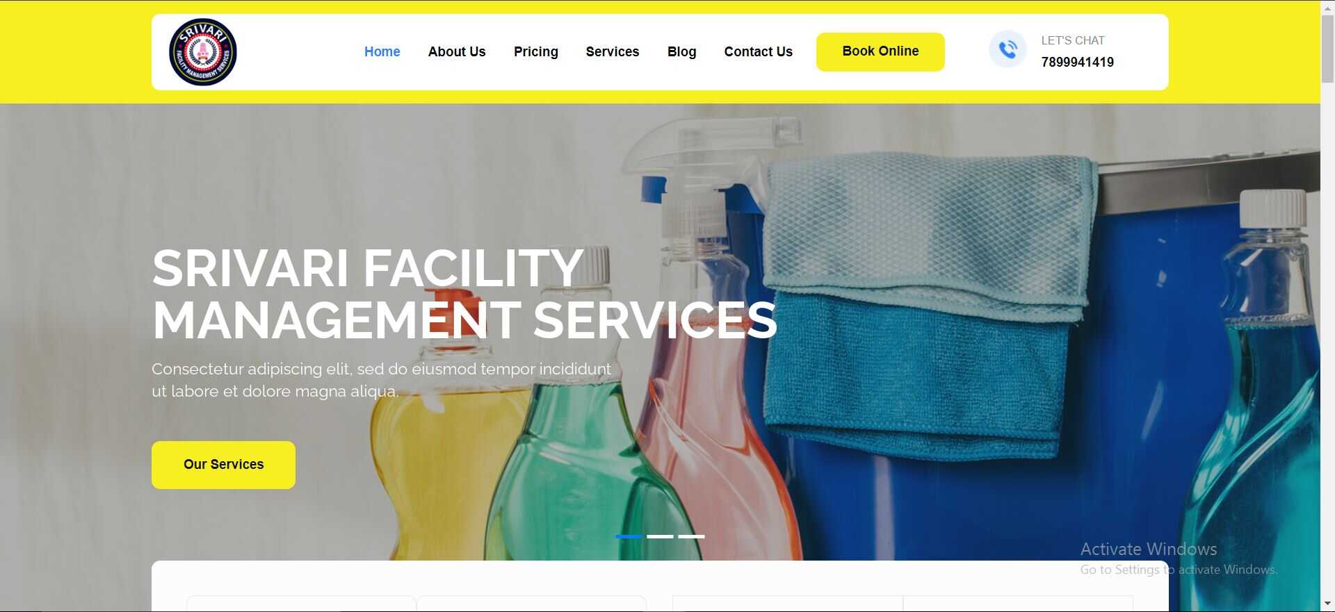 Srivari Facility management services bangalore website devloped by yaseen pasha software engineer bangalore