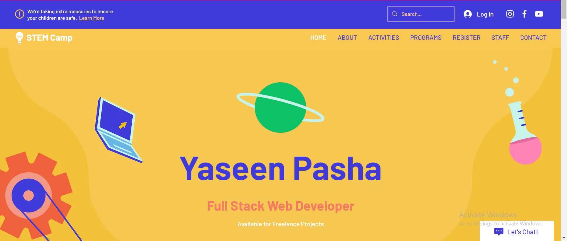 Yaseen Pasha Portfolio Website created on wix by yaseen pasha software engineer bangalore