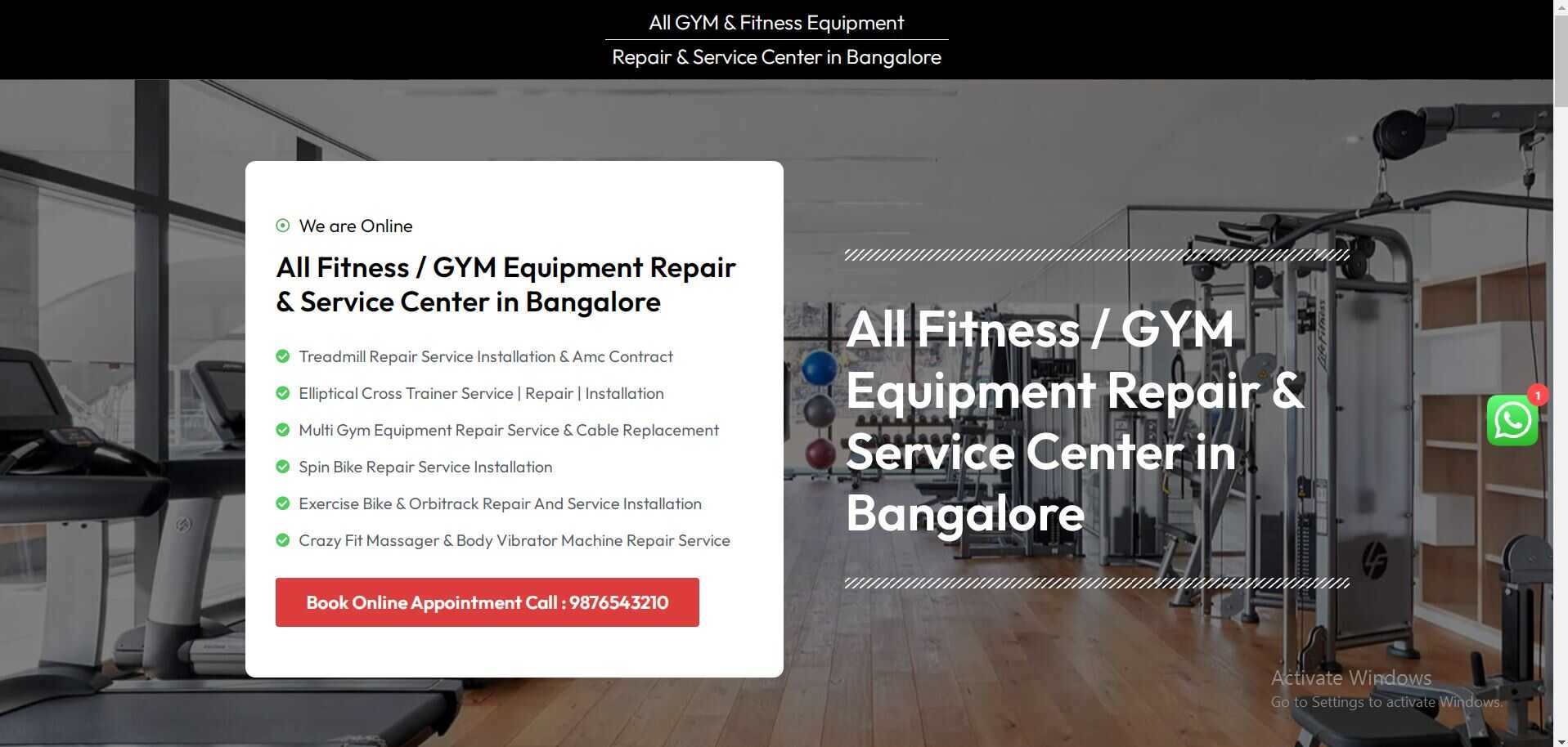 All Fitness Equipment Repair and service center in bangalore