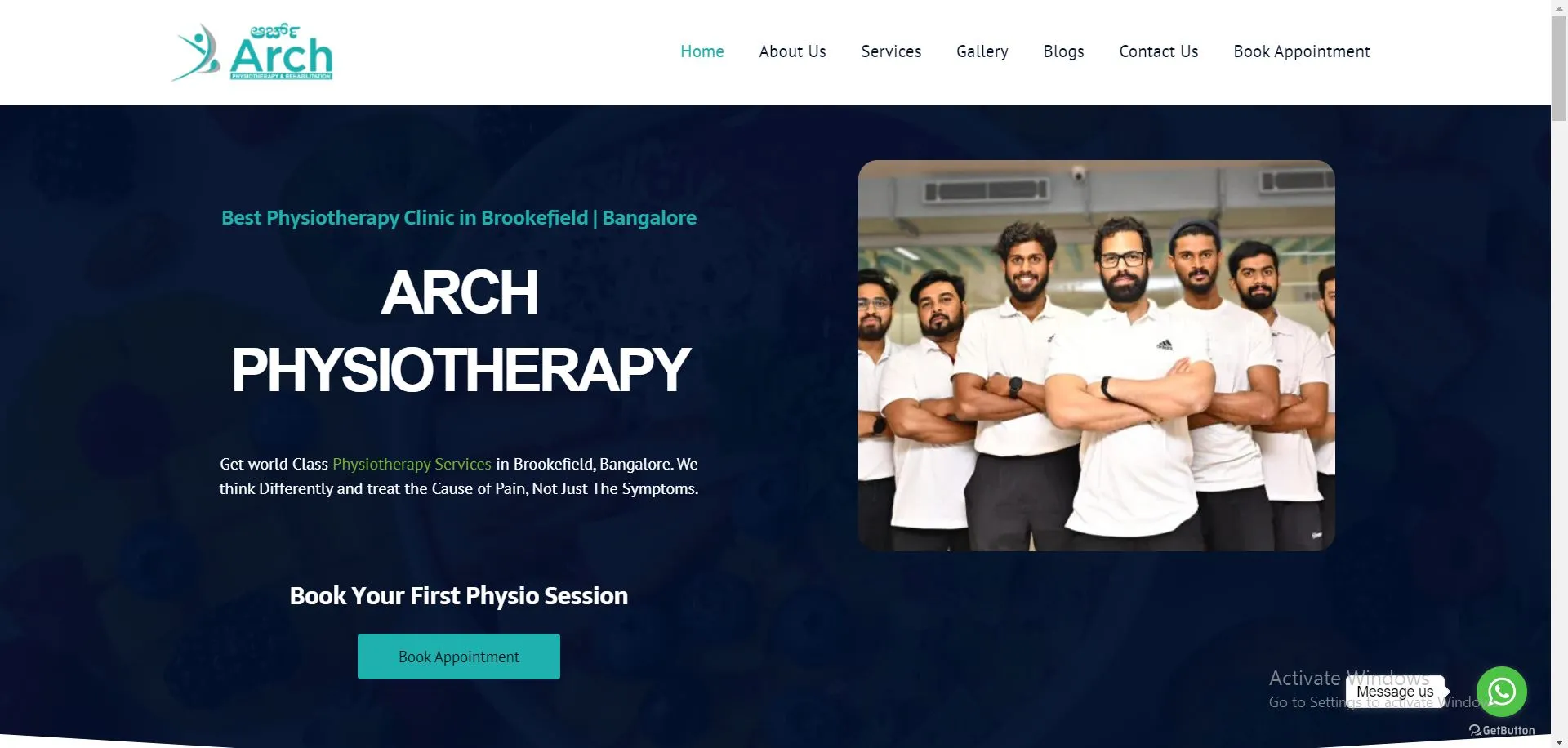 Arch Physio bangaloore website developed and maintained by webinfonix bangalore