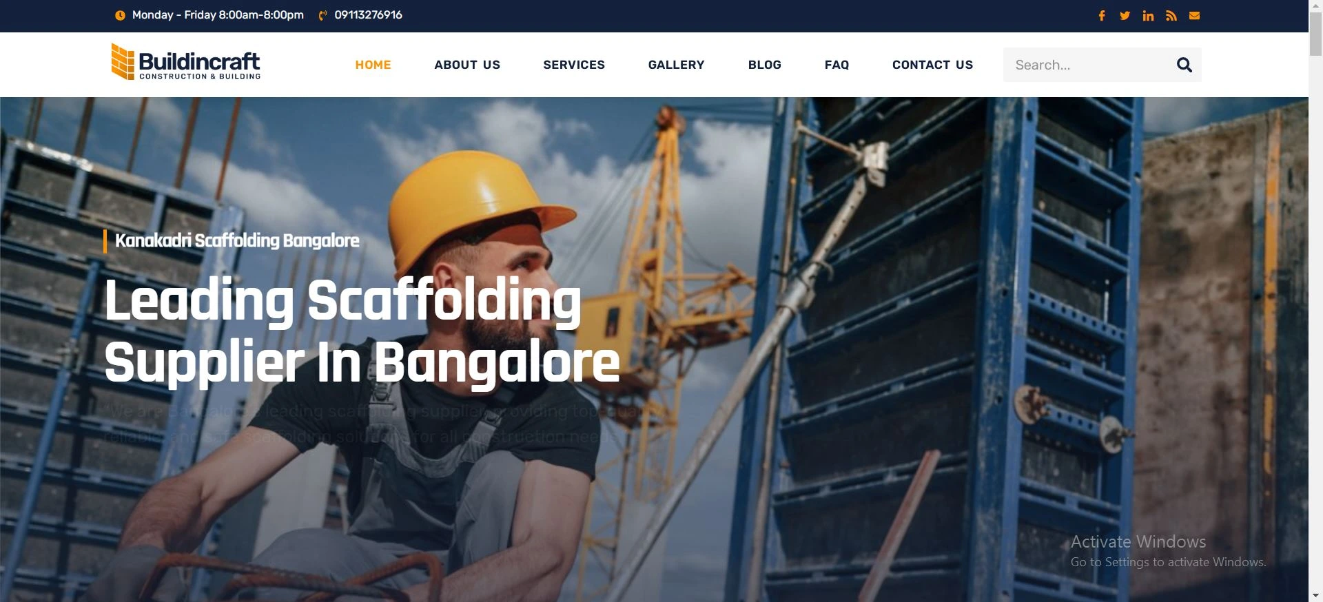 Sri kanakadri Scaffolding Bangalore website developed by Webinfonix bangalore