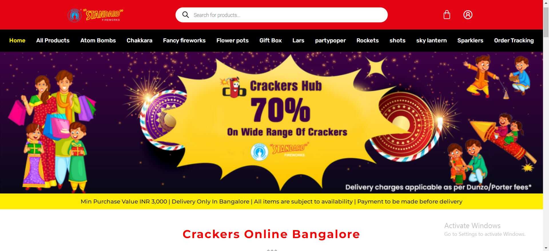 Crackers Hub Bangalore website developed by Webinfonix bangalore