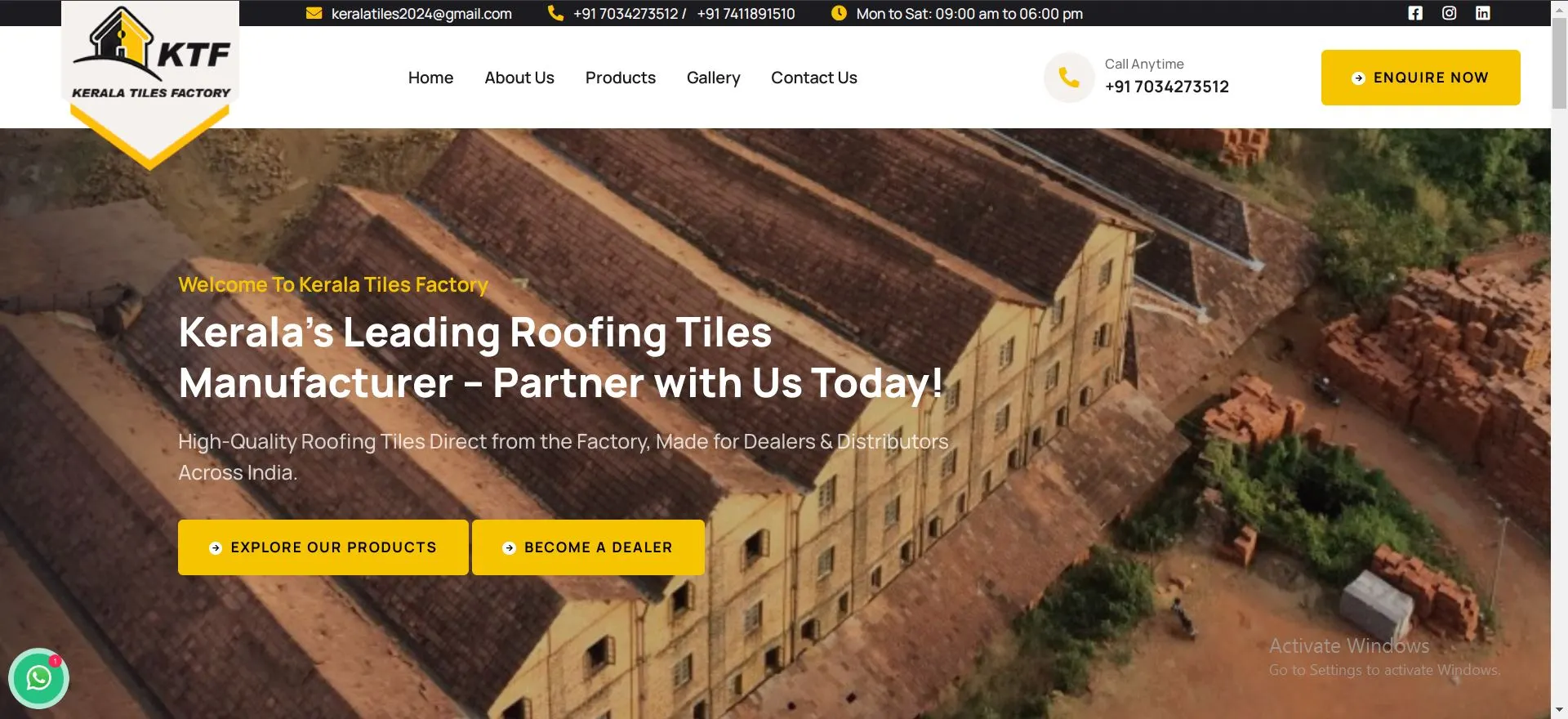 Kerala Tiles Company Bangalore Website developed by Webinfonix Bangalore